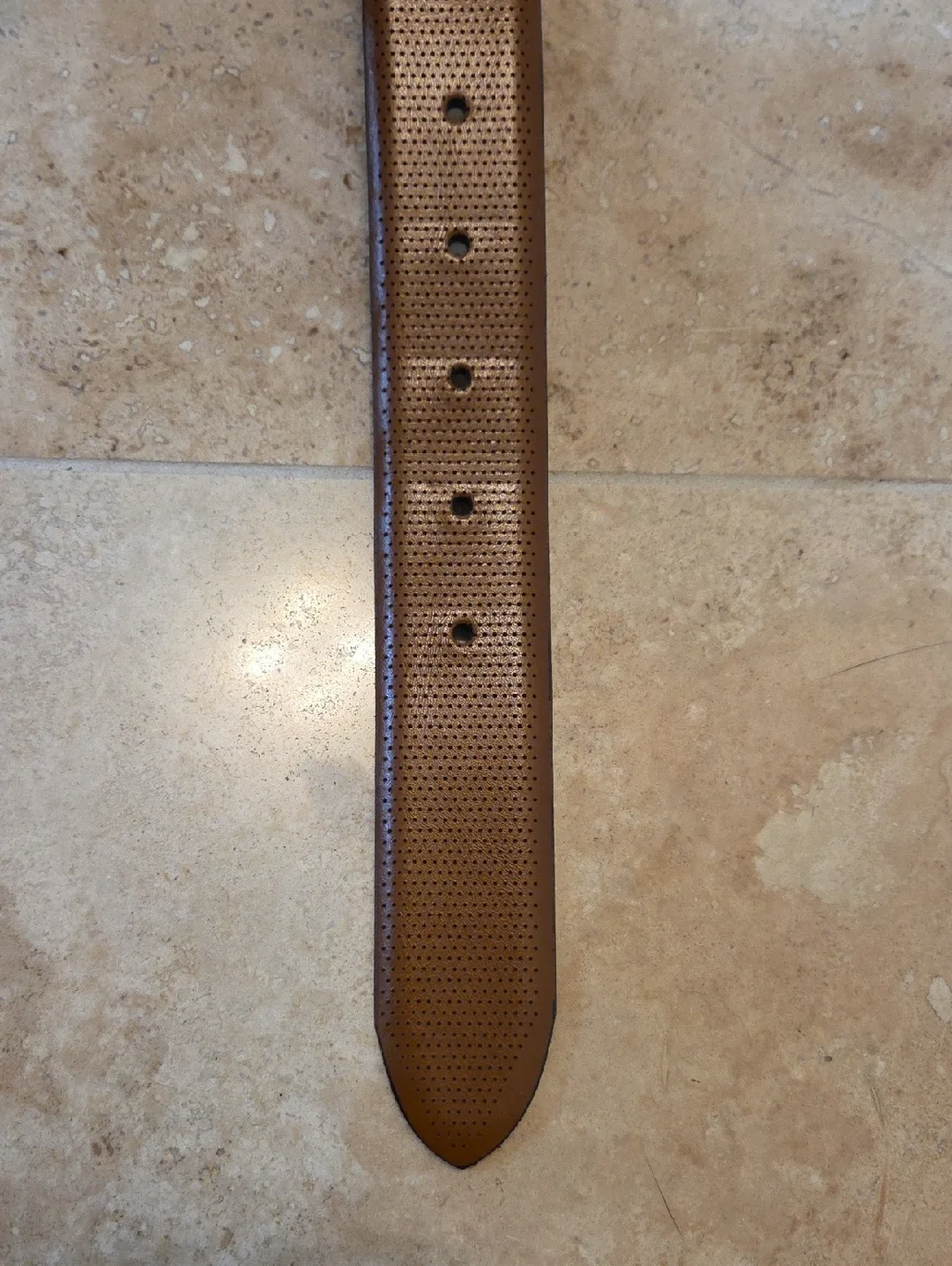 MEN'S JOHNSTON & MURPHY BROWN CALFSKIN LEATHER PERFORATED BELT SILVER BUCKLE 40